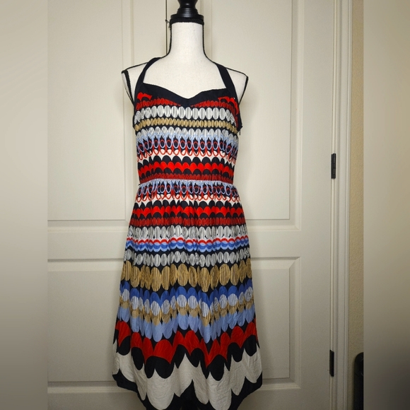 LOFT Dresses & Skirts - HP! ANN TAYLOR LOFT Womens Black, Red, White, Blue Geometric Print Dress